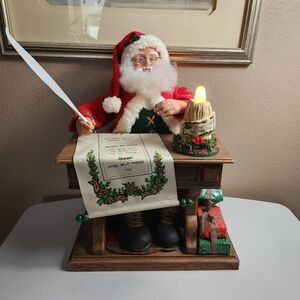 Holiday Creations 1993 "Writing Santa" Animated/Christmas Carols/Candle 18"